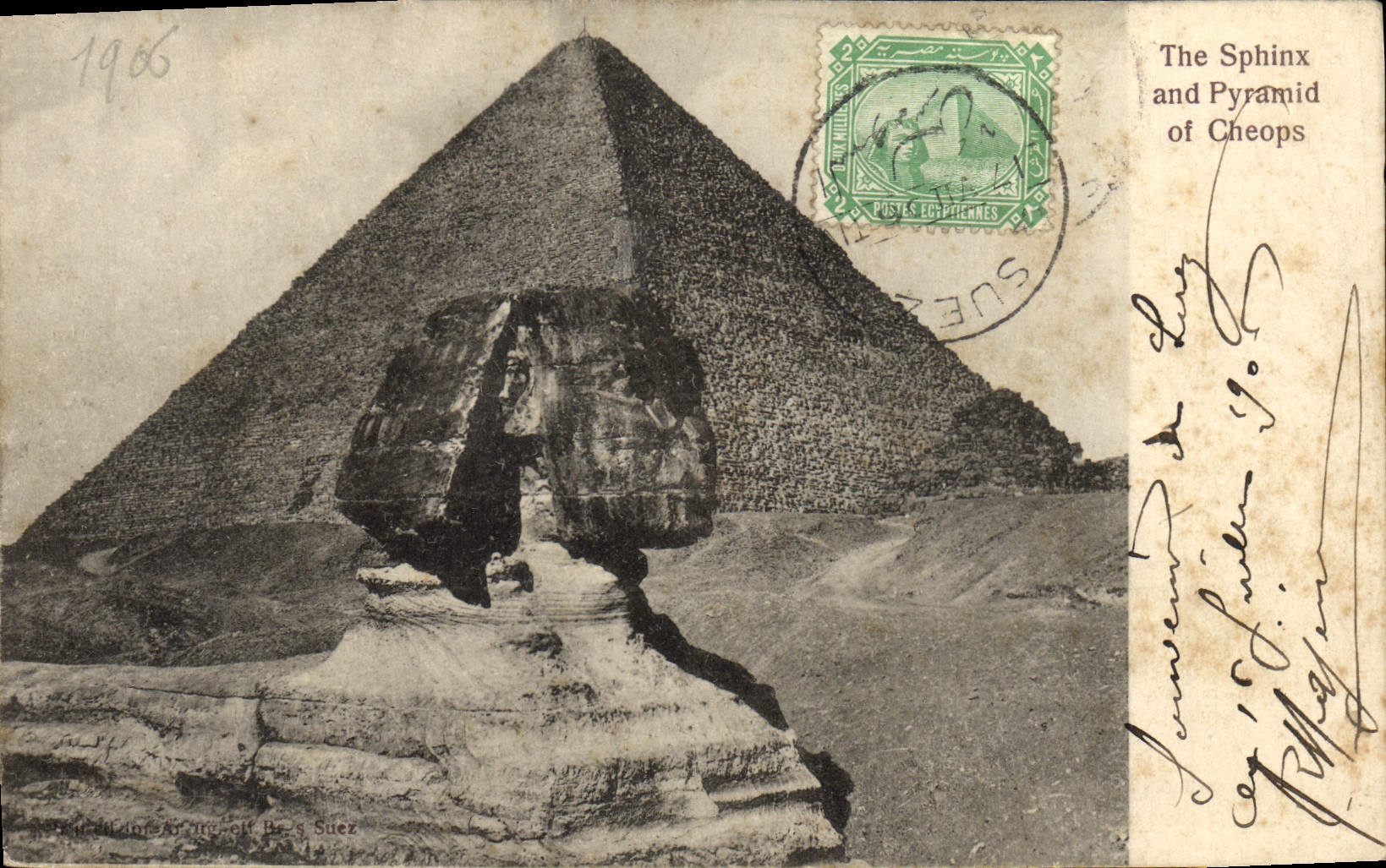 CPA Egypte Sphinx and Pyramid of Cheops 