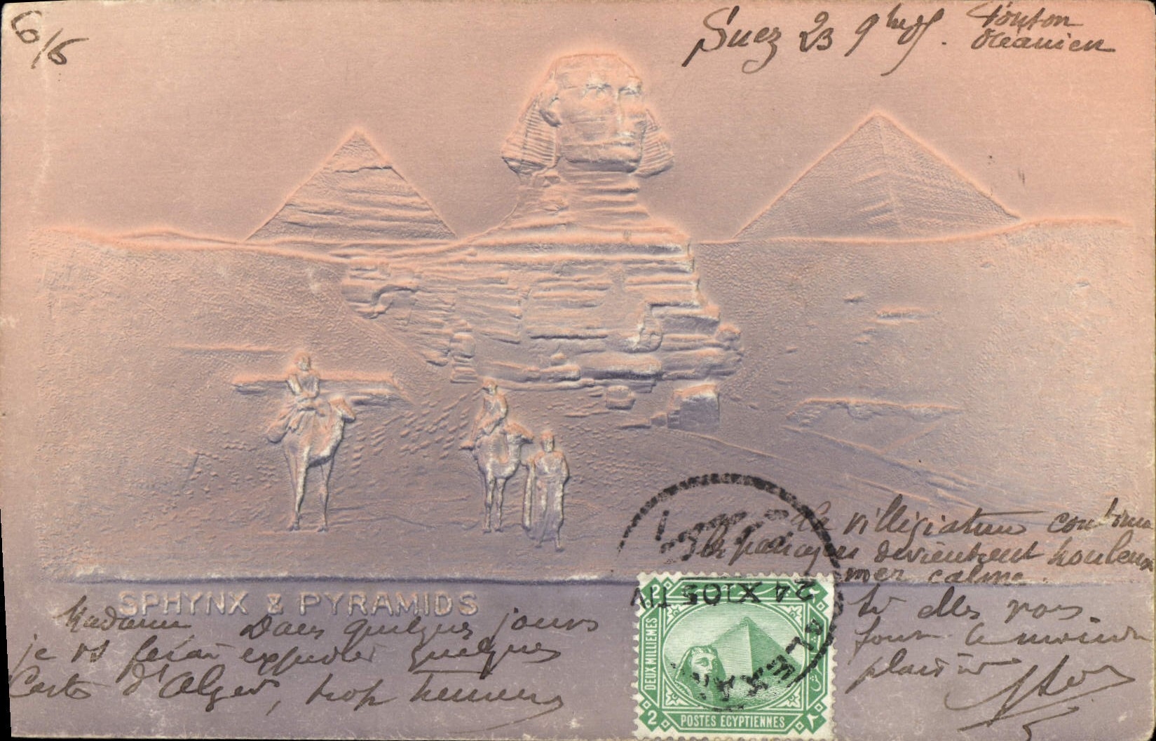 CPA Egypte Sphinx Et Pyramides Chameau