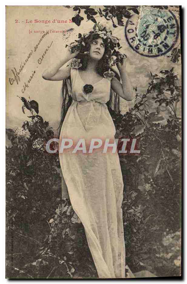 Frau in leichtem Kleid unter Blättern — Der Traum einer Nacht — Verleger Affectionnés Douaniers, n°2