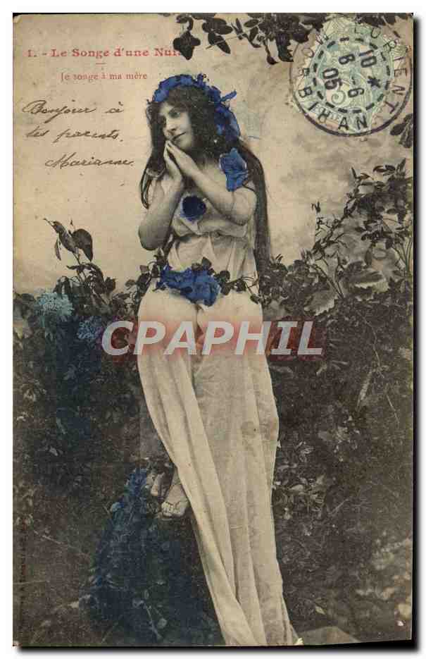 Femme en robe longue et couronne de fleurs — Le Songe d'une Nuit — éditeur non visible