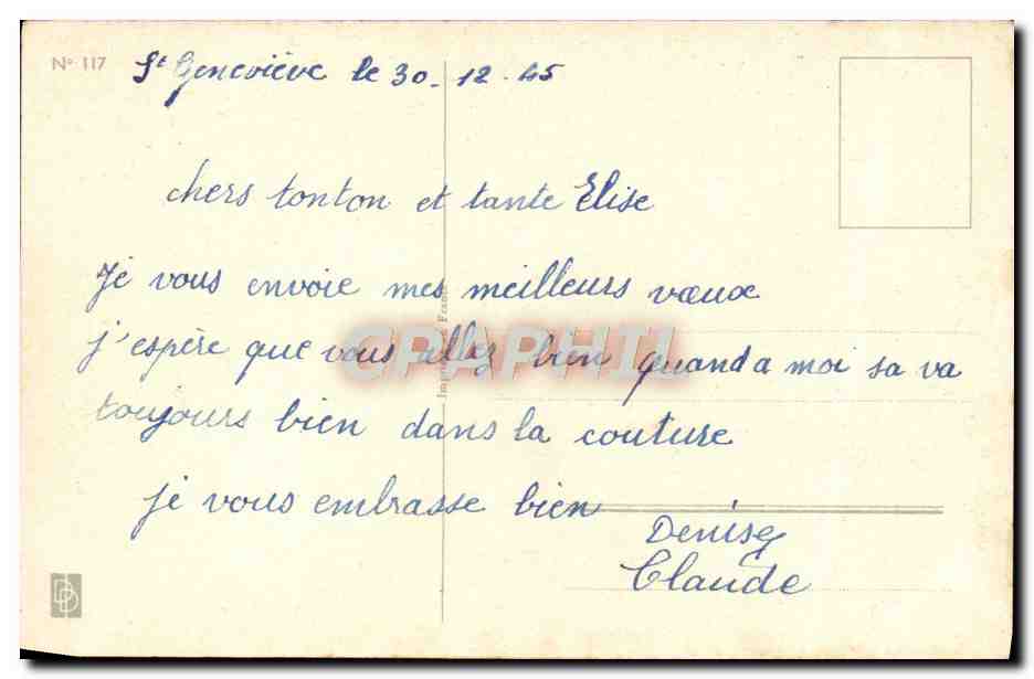 CPA Bonne Annee Oiseau — Rückseite
