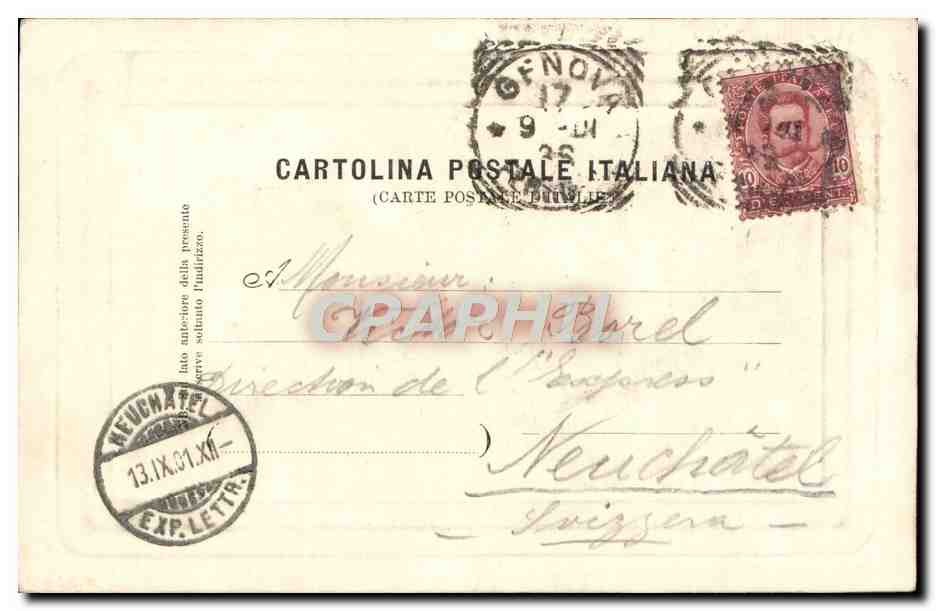 CPA Genova Monumento a Vittorio Emanuele  — Rückseite