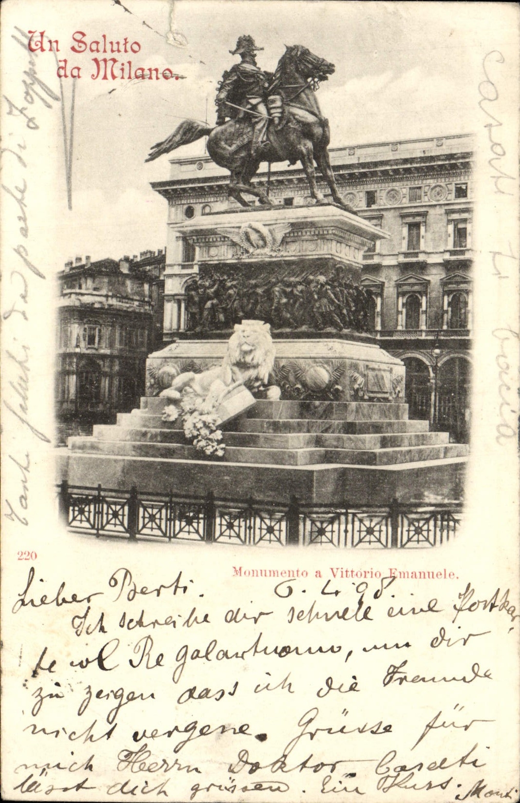 CPA Milano Monumento a Vittorio Emanuele Lion