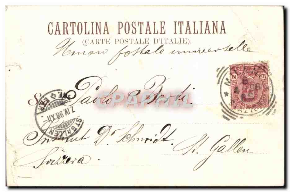 CPA Milano Monumento a Vittorio Emanuele Lion — Rückseite
