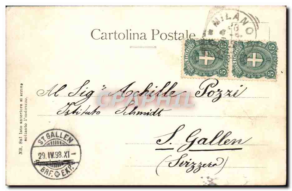 CPA Milano Monumento a Giuseppe Garibaldi — Rückseite