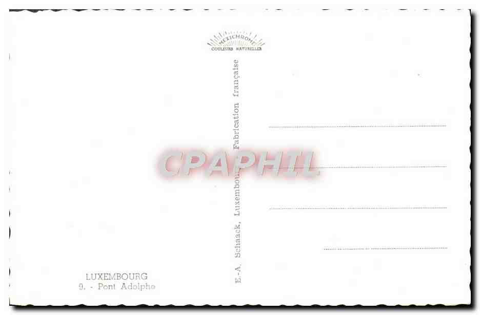 CPA Luxembourg Pont Adolphe — Verso