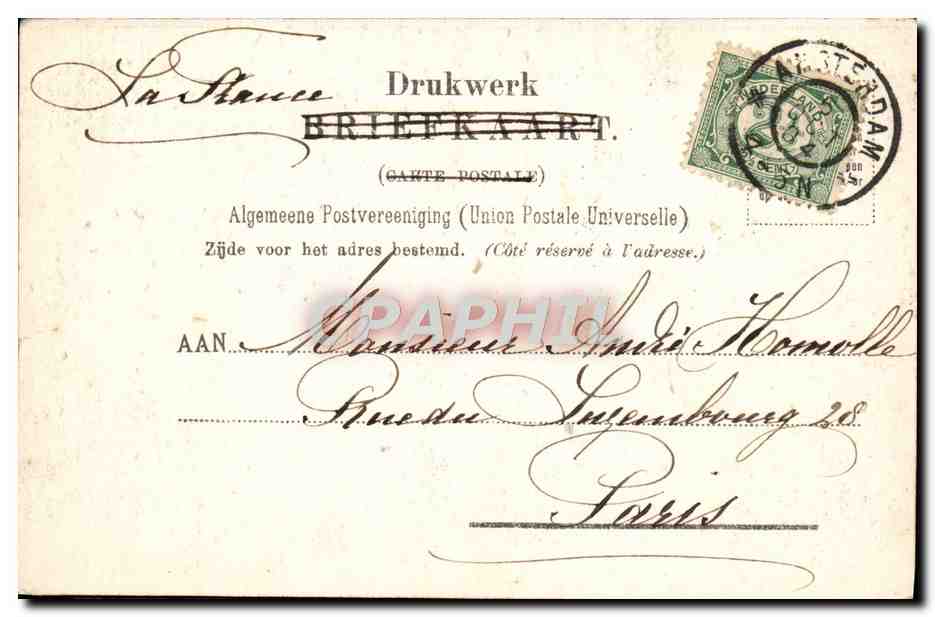 CPA Bezoek Van Koningin Amsterdam Septembre 1904  — Rückseite