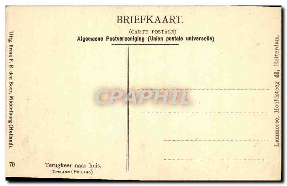 CPA Terugkeer naar huis Zeeland Moutons Folklore — Rückseite
