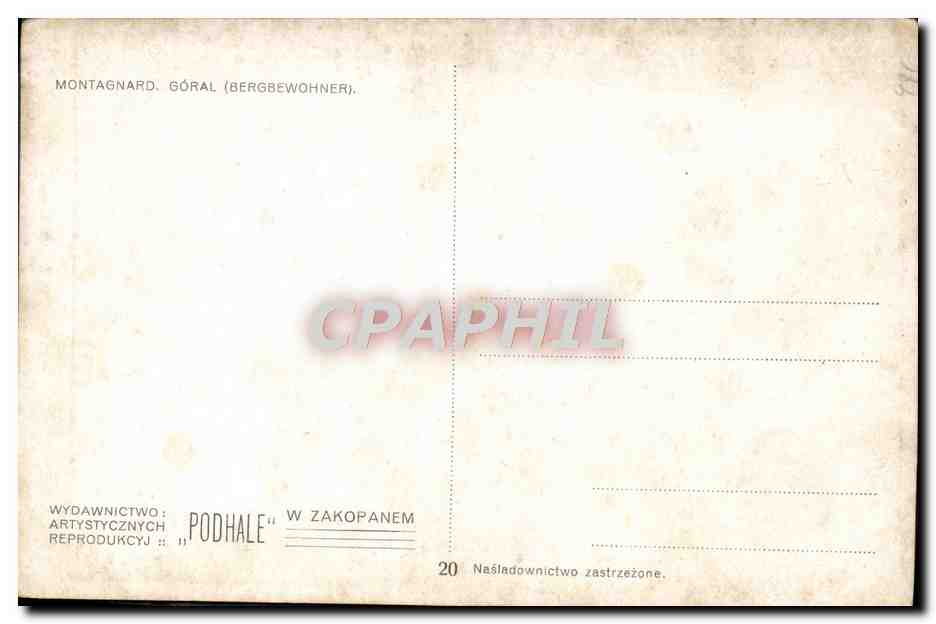 CPA Skoczylas Goral Montagnard  — Verso