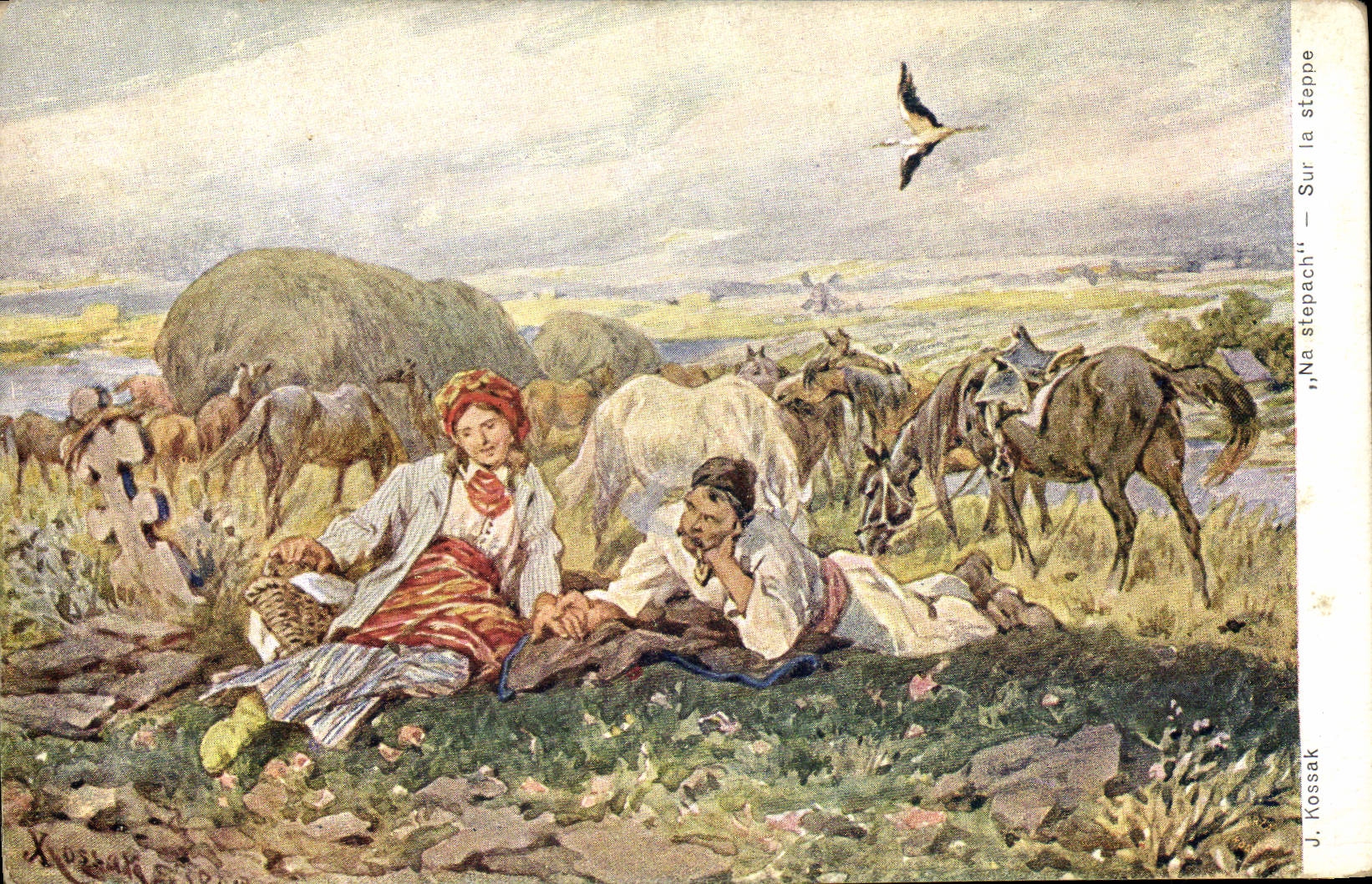CPA J kossak Na Stepach Sur la steppe