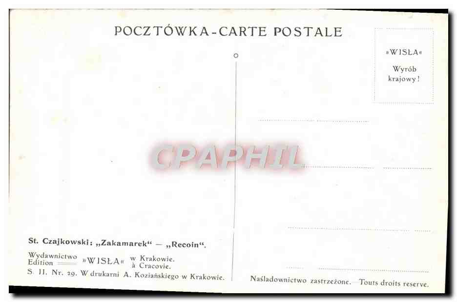 CPA St Czajkowski Zakamareck Recoin Krakow — Verso