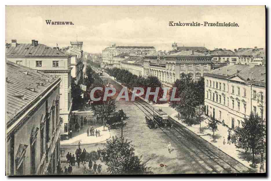 CPA Warszawa Krakowskie Przedmiescie Wilanow Tramway