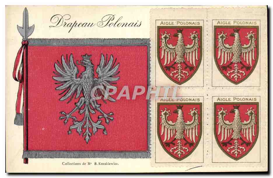 CPA Carte MAXIMUM Drapeau polonais Pologne Poland Polska Kozakiewics Aigle 