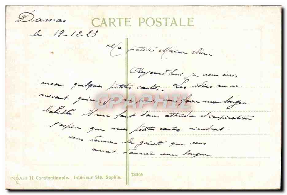 CPA Constantinople Turquie — Verso