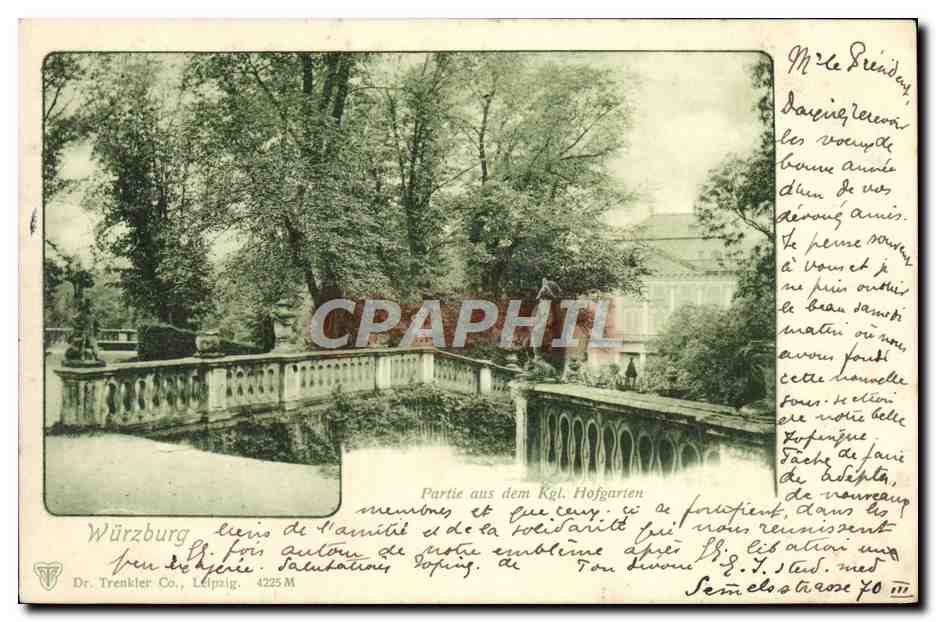 CPA Wurzburg Partie aus dem Kgl Hofgarten