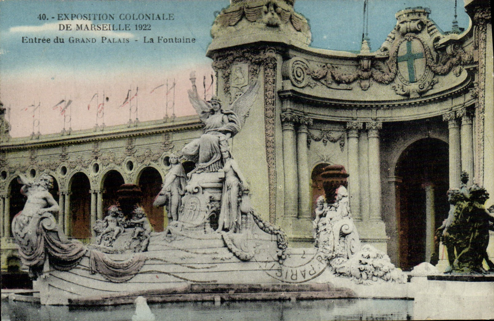 CPA Exposition Coloniale De Marseille Paris 1922 Entree du grand palais La fontaine