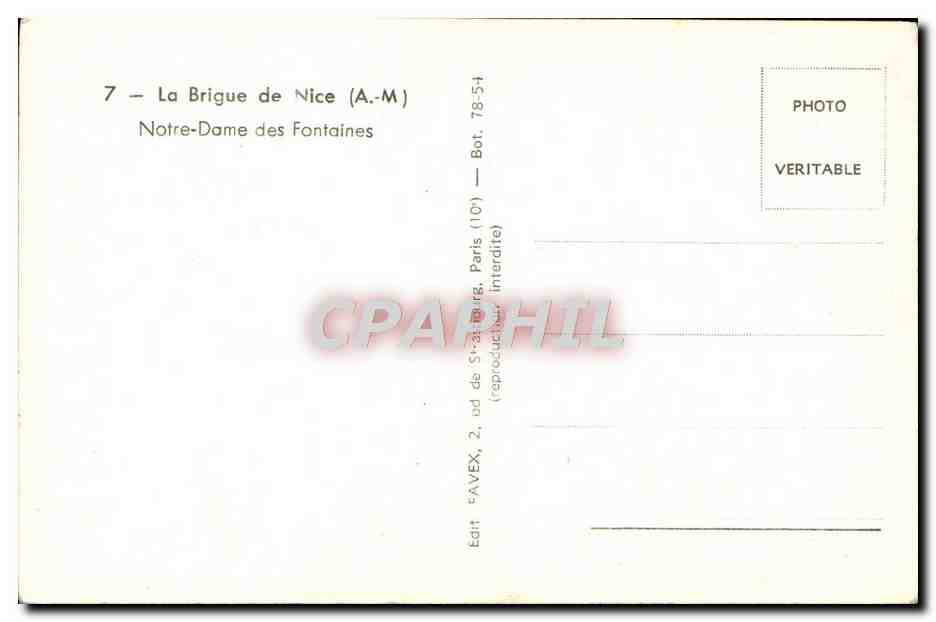 CPA La brigue de Nice Notre Dame des Fontaines — Verso