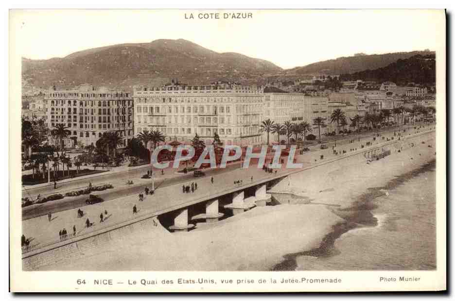 CPA Nice La quai des Etats Unis vue prise de la jetee promenade