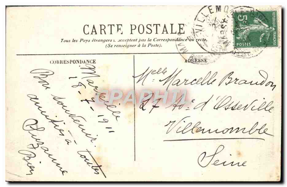 Marseille — Laboratoire A. Marion de Zoologie marine — n° 118 — Reverso