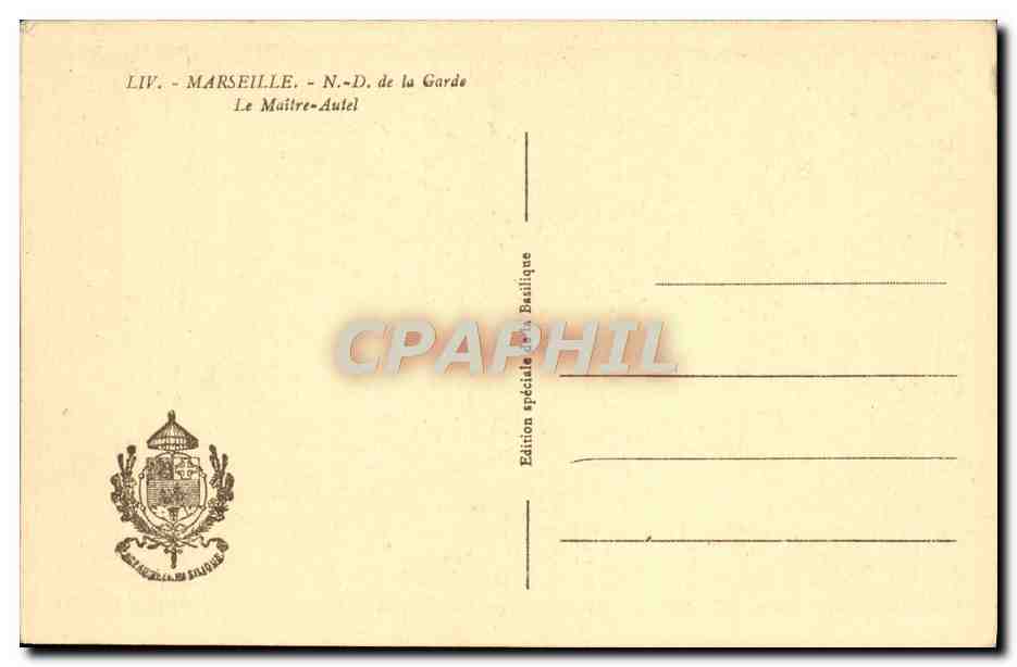 CPA Marseille Notre Dame de la Garde Le maitre autel — Verso
