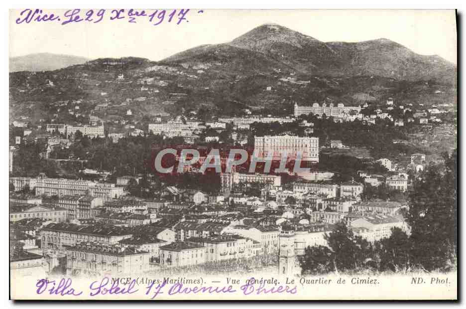 CPA Nice Vue generale Le Quartier de Cimiez