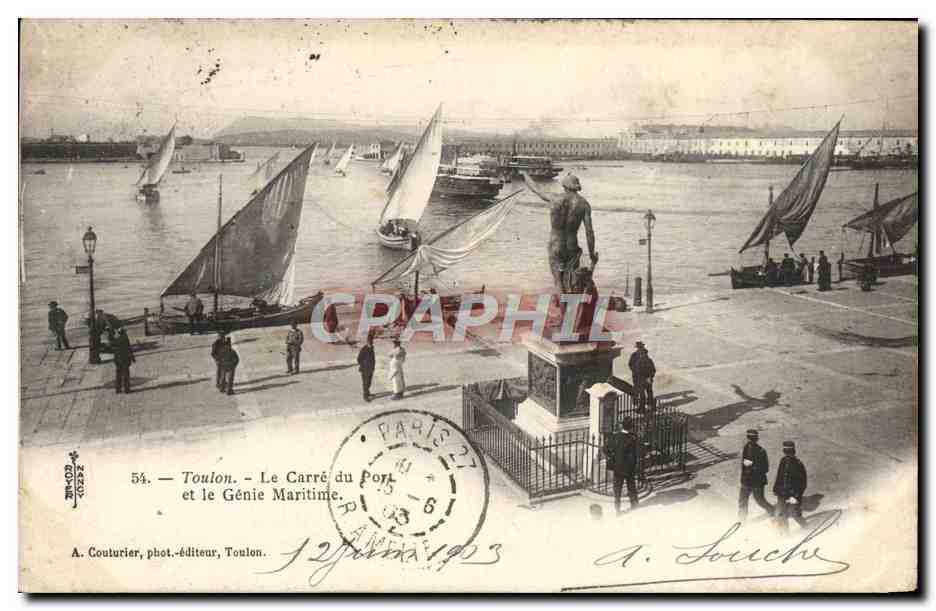 Toulon — Le Carré du Port et le Génie Maritime — A. Couturier, phot.-éditeur, Toulon