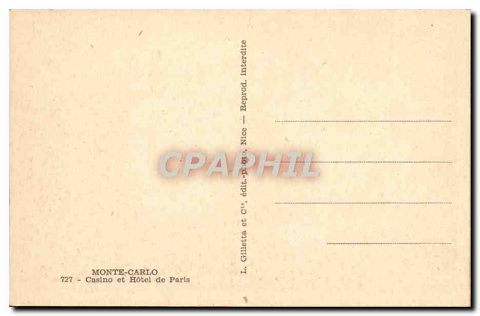 CPA Monte Carlo Casino et Hotel de Paris — Rückseite