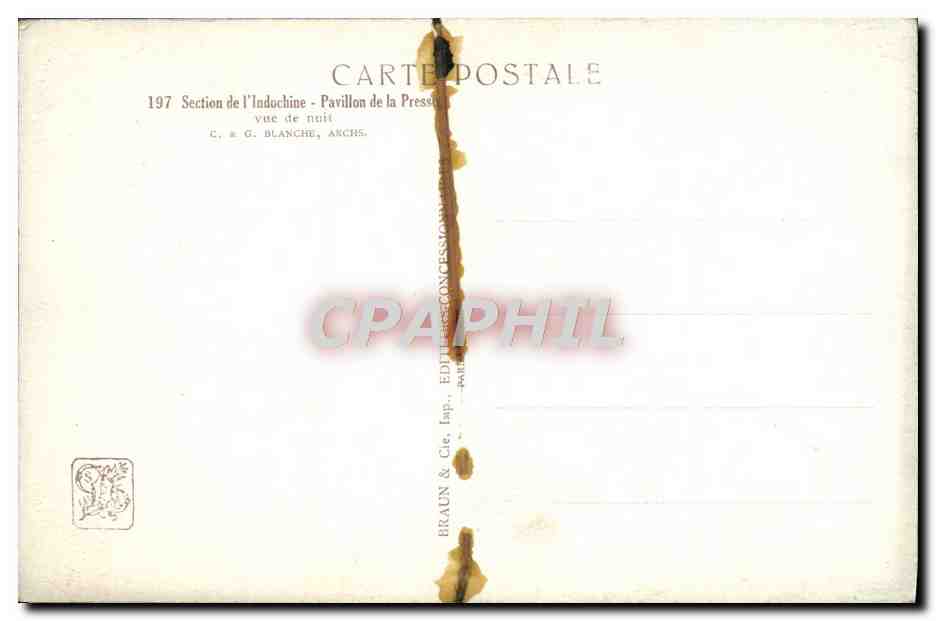 Pavillon de la Presse — Section de l'Indochine — Braun & Cie, Paris — Verso