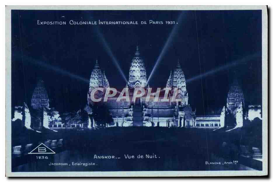 CPA Exposition Coloniale Internationale de Paris 1931 Angkor Vue de nuit