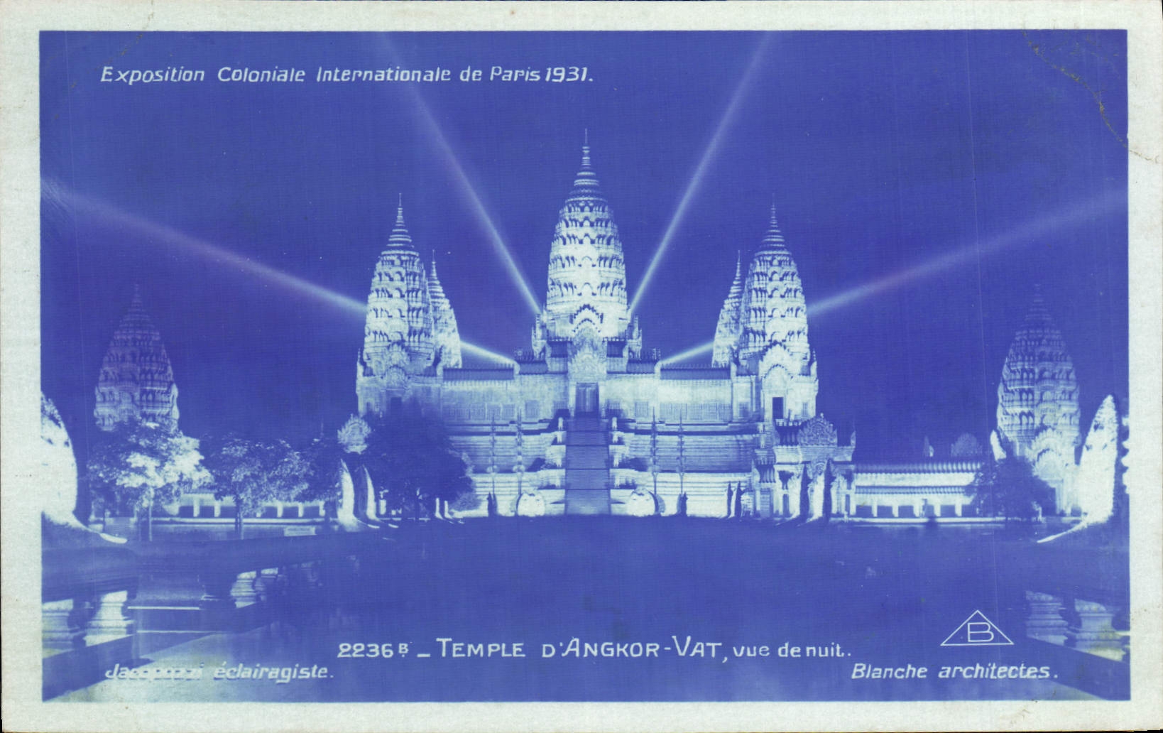 Tempel von Angkor Wat, Nachtsicht — Internationale Kolonialausstellung Paris 1931 — Architekten Blanche, Nr. 2236