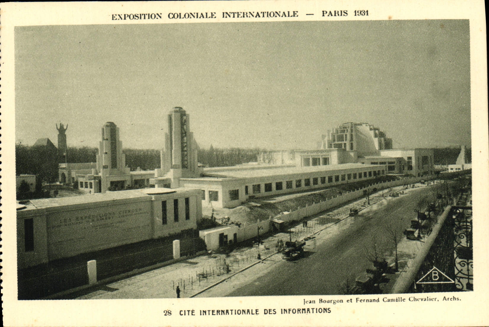 Esposizione Coloniale Internazionale — Parigi 1934 — Cité Internationale des Informations — Jean Bourgon e Fernand Camille Chevalier, Archs.