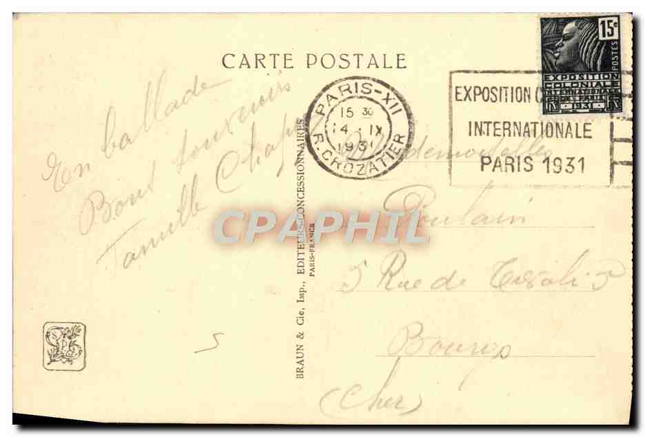 CPA Exposition Coloniale Internationale De Paris 1931 Pavillon de l'Afrique Equatoriale Francaise — Rückseite