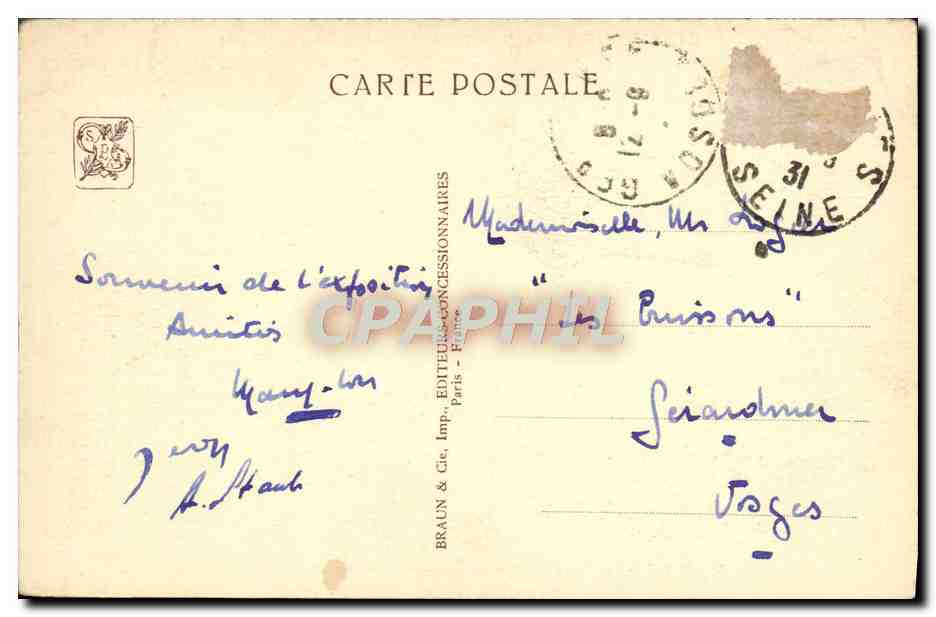 CPA Exposition Coloniale Internationale De Paris 1931 Palais de l'AOF Le palais vu de la terrasse superieure restaurant — Rückseite