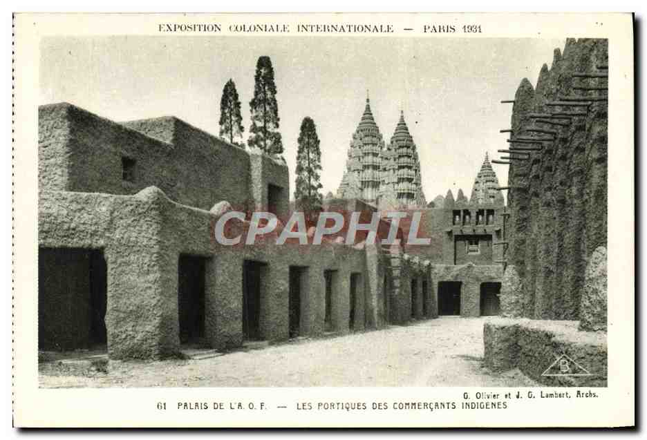Exposición Colonial Internacional — París 1931 — Palacio de la A.O.F. — Los Portales de los Comerciantes Indígenas — G. Olivier y J. G. Lambert, Arq.