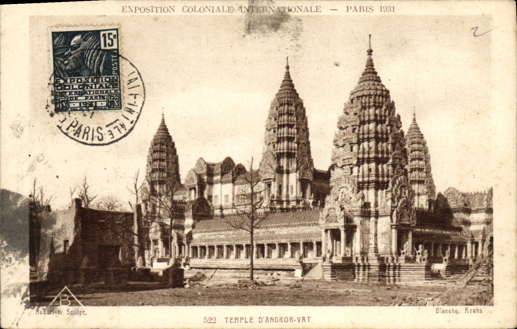 Tempel von Angkor-Vat — Internationale Kolonialausstellung — Paris 1931 — Ruburet Sculpt. — Blanche, Arches