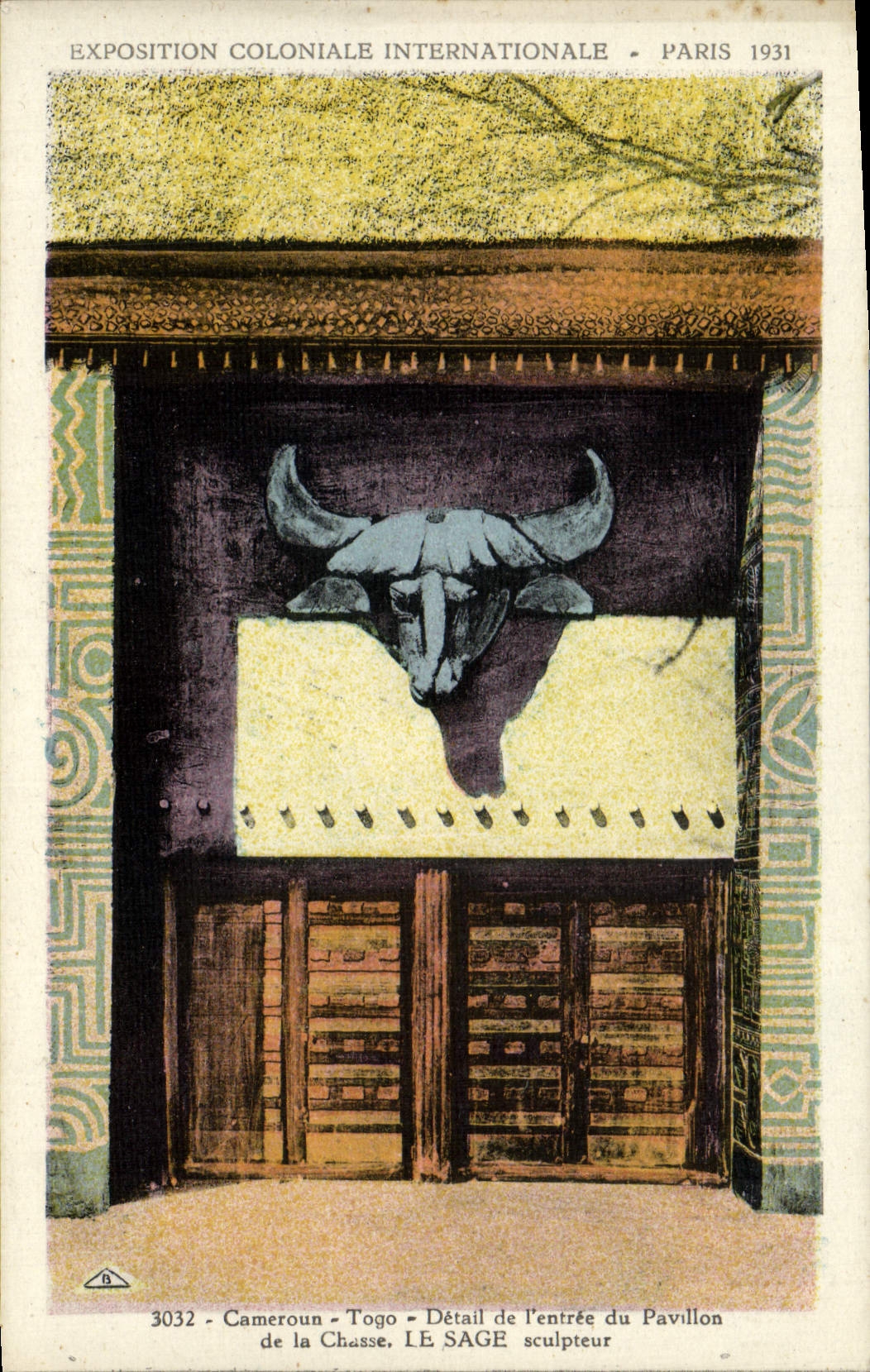 Cameroun - Togo - Détail de l'entrée du Pavillon de la Chasse, LE SAGE sculpteur — Exposition Coloniale Internationale, Paris 1931