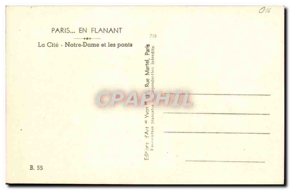 Paris... Spaziergang — Die Stadt - Notre-Dame und die Brücken — Künstlerverleger 'Yvan', Paris — Rückseite