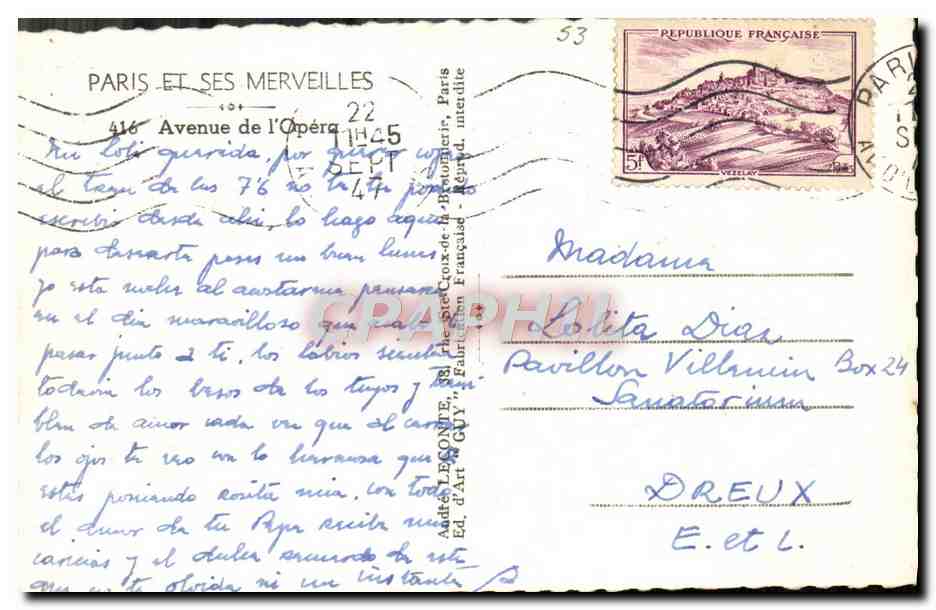 Place de l'Opéra — Paris — Éd. d'Art Guy, n°53 — Verso
