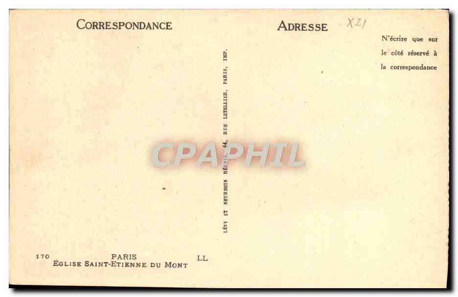 CPA Paris Eglise Saint Etienne Du Mont — Verso