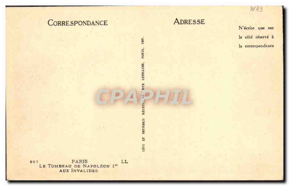 CPA Paris Le Tombeau De Napoleon 1er Aux Invalides — Verso