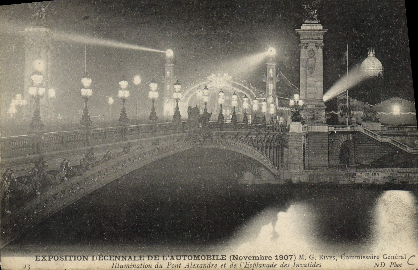 Pont Alexandre III — Illumination pour l'Exposition Déccennale de l'Automobile — M. G. Rives, Commissaire Général