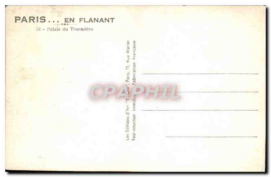 CPA Paris En Flanant Palais Du Trocadero — Verso