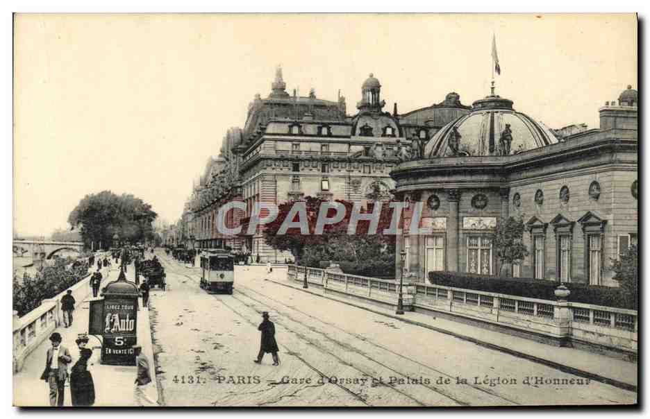 CPA Paris Gare D'Orsay Et Palais De La Legion D'Honneur Tramway
