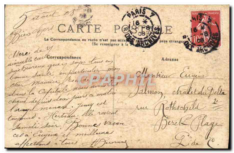 CPA Tout Paris Square Du Temple — Rückseite