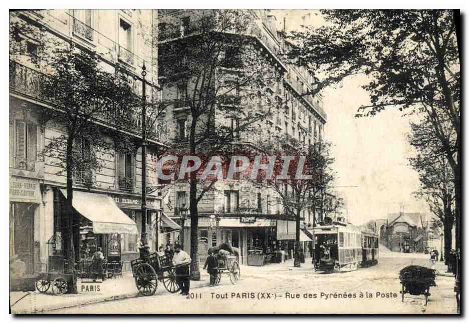 CPA Tout Paris Rue Des Pyrenees A La Poste Tramway