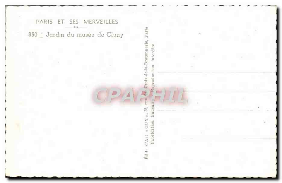 CPM Paris Et Ses Merveilles Jardin Du Musee De Cluny — Rückseite