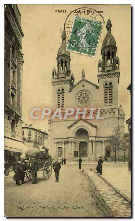 Paris — Église Sainte-Anne — Éditeur Isard, Papeterie, 98, Avenue d'Italie