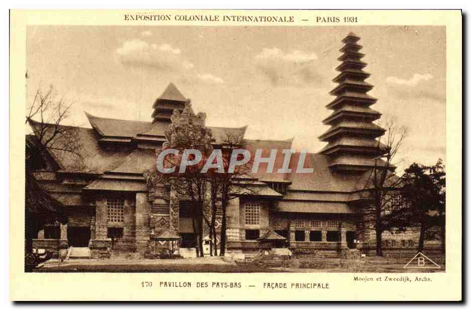 Internationale Kolonialausstellung — Paris 1931 — Pavillon der Niederlande — Hauptfassade — Moojen und Zweedijk, Archs.