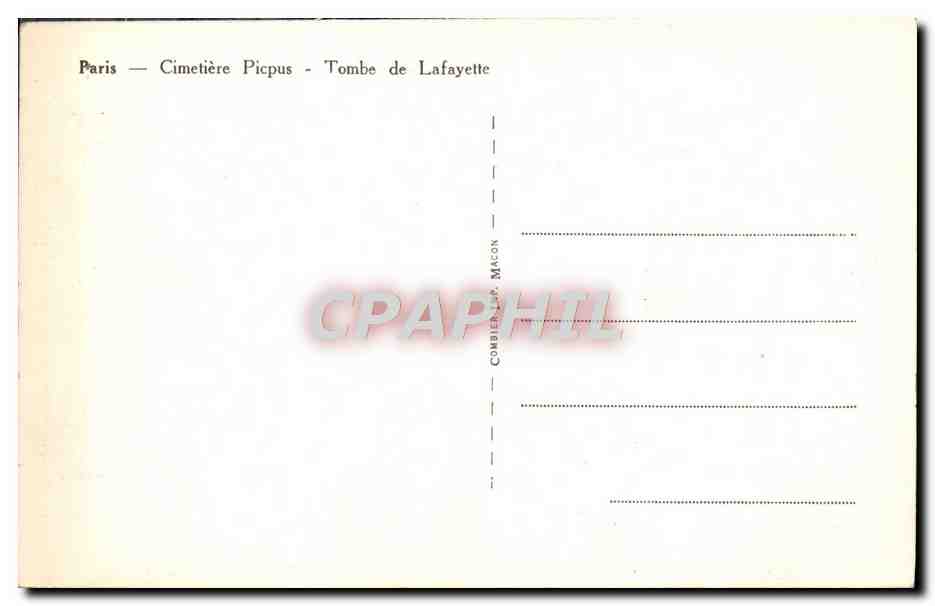 CPM Paris Cimetiere Picpus Tombe De Lafayette — Rückseite
