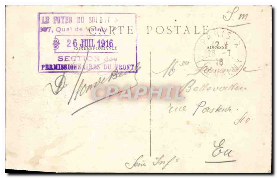 CPA Paris Quai De l'Hotel De Ville — Rückseite